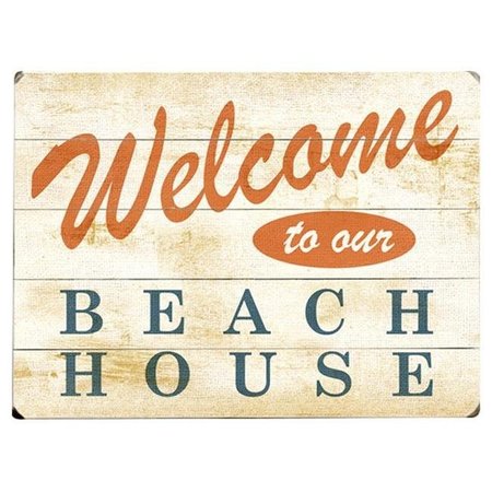 ONE BELLA CASA One Bella Casa 0402-6828-38 12 x 16 in. Welcome to the beach house Planked Wood Wall Decor by Peter Horjus 0402-6828-38